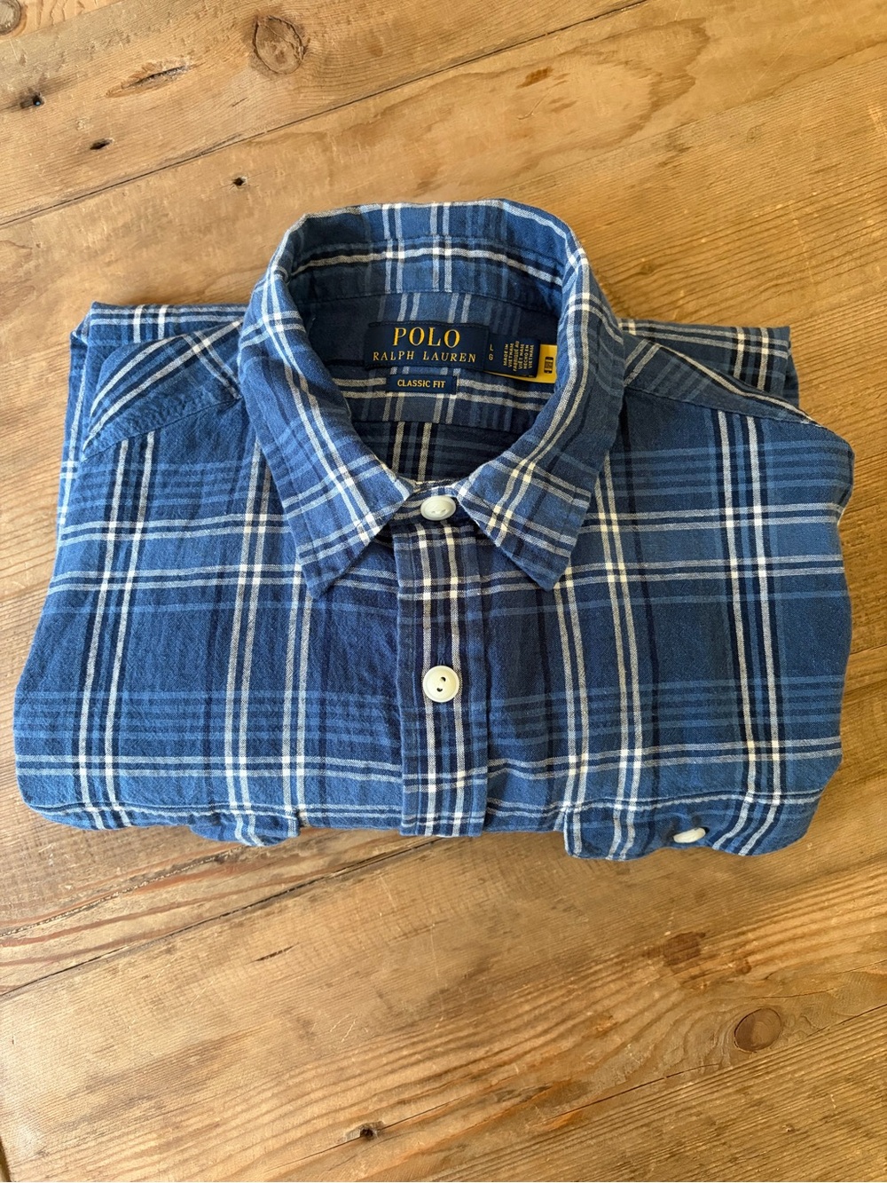 Polo by Ralph Lauren Navy and White Plaid Button-Down Shirt
